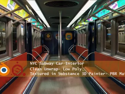 Subway Car Interior Low-poly 3D model purchase