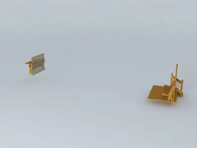 Deck  Bench with Privacy Screen Free 3D model