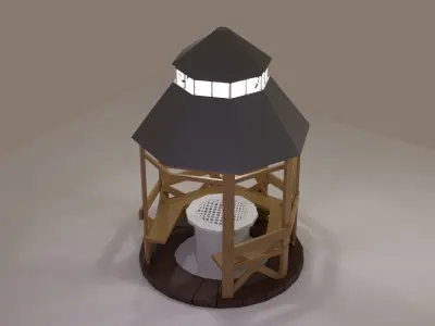 Low-Poly Outdoor BBQ Gazebo Low-poly 3D model