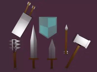 Junior Knight Asset Pack of Medieval Weapons Free low-poly 3D model