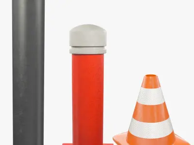 Road Safety Bollards and Cone Collection V3 3D model