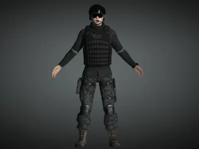 AAA Military Male Character 06 Low-poly 3D model