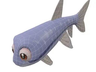 Siamese Flying fox Fish Cartoon Animated Low-poly 3D model