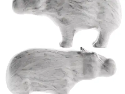 Hippopotamus statue Low-poly 3D model