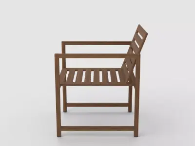 Wooden Chair Low-poly 3D model 19