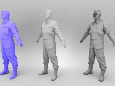 British soldier ready for animation 385 Low-poly 3D model