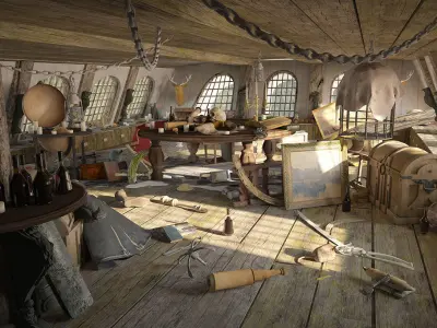 Render of the Captain cabin in very high quality 3D model