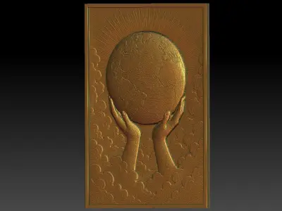 1 Earth CNC Relief Model Free 3D print model