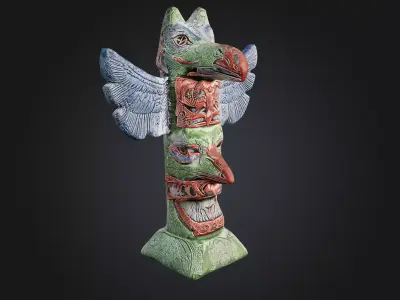 Pacific Northwest Totem - Low-poly PBR and 2K Textures Low-poly 3D model
