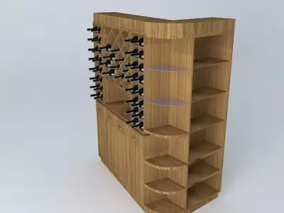 Kit wooden wine rack with shelves Free 3D model