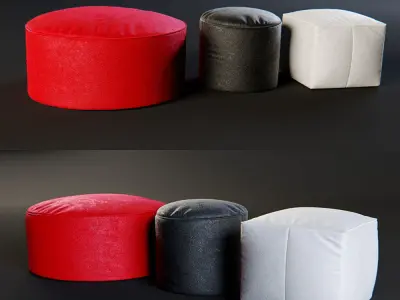 Ottomans three poufs Free 3D model