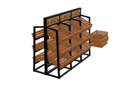 Fruit shelf - fruit boxes Low-poly 3D model