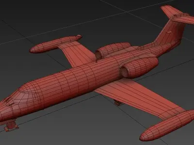 Lear 25-35 Jet static lowpoly Low-poly 3D model