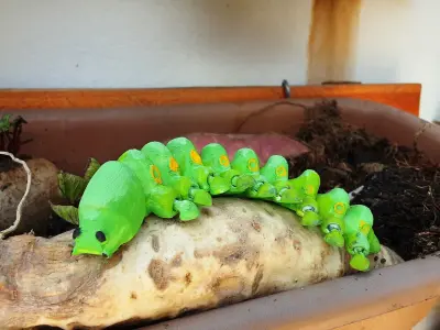 Caterpillar Flexible articulated print-in-place Free 3D print model