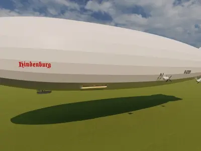 Hindenburg zeppelin with interior 3D model