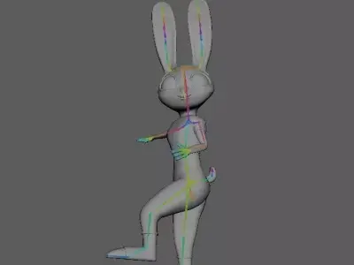 Cartoon Rabbit Rigged Base Mesh 3D Model Low-poly Low-poly 3D model
