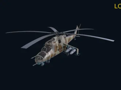 Asset - Army - Aircraft - Mi 24 Low-poly 3D model