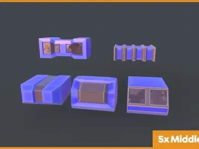 Modular SCI-FI Space ships Low-poly 3D model