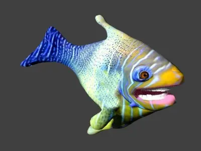 CARTOON TROPICAL GLADFISH LOWPOLY Low-poly 3D model