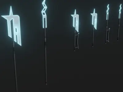 Sci-fi spears and swords collection pack Low-poly 3D model