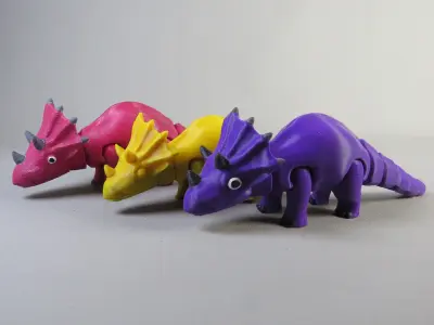 ARTICULATED PRINT-IN-PLACE CUTE TRICERATOPS DINOSAUR 3D print model