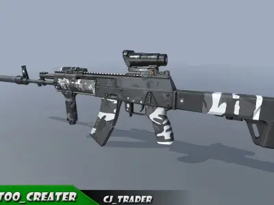 Modern AR Gun Rigged - Weapon Equipment Kit 3d model Low-poly 3D model