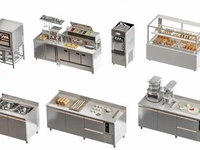 Bakery Display Bread Baking Oven 3D model