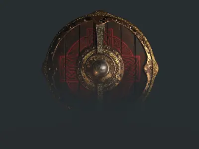 Battle Worn Viking Shield Low-poly 3D model
