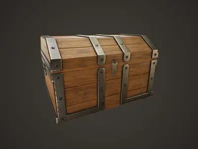 Medieval Treasure Chest - Wooden Chest II Low-poly 3D model