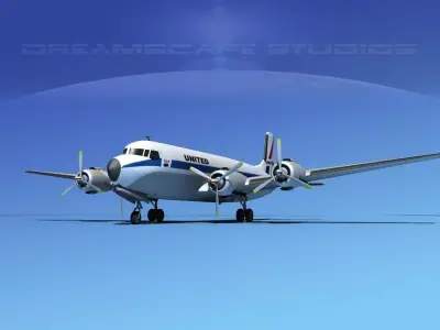 Douglas DC-7B United Airlines 3D model