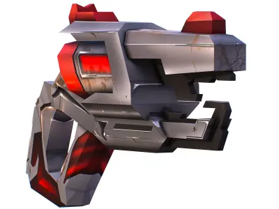 LowPoly Sci-Fi Cartoon Pistol Gun Low-poly 3D model