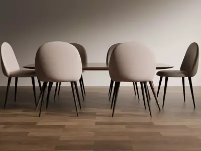 Modern Dining Table Set Low-poly 3D model