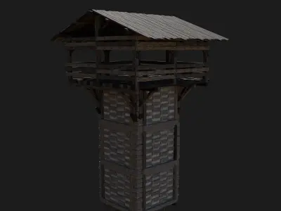 VIKING FORT NORSE FORTRESS CASTLE WALLS WATCHTOWER BUILDINGS Low-poly 3D model