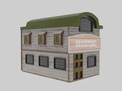 Wild West - Drugstore Low-poly 3D model
