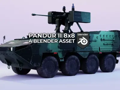 Pandur II 8x8 - Blender Asset Low-poly 3D model