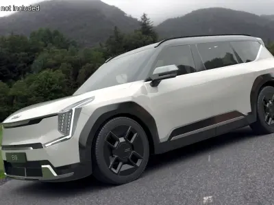 KIA EV9 Luxury Electric SUV Black and White 3D model