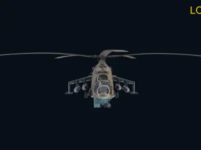 Asset - Army - Aircraft - Mi 24 Low-poly 3D model