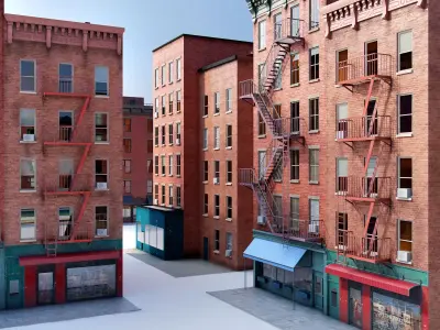 Chicago brick building 2 Low-poly 3D model