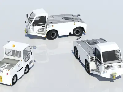 Medium Pushback Tractor Static Low Poly  Low-poly 3D model