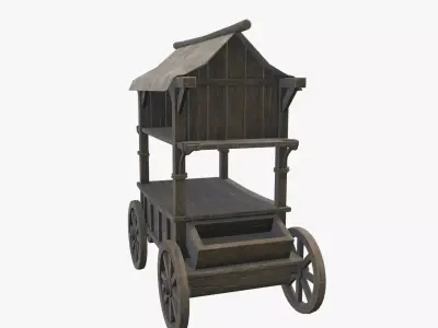 Medieval Cart V10 Low-poly 3D model