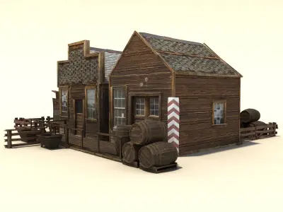 Low Poly Wild West Buildings Low-poly 3D model