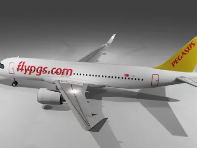 Pegasus airlines airbus a320neo low poly 3d model and cockpit Low-poly 3D model