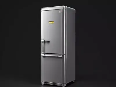 Tall Refrigerator 3D Model Sleek Stylized Kitchen Appliance Low-poly 3D model