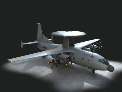 two coatings Chinese KJ500 awacs KJ-500H Yun9 Y9 Low-poly 3D model