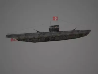 Uboat submarine German Low-poly 3D model