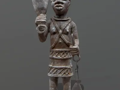 Gong Bell Carrier Benin Bronzes Low-poly 3D model