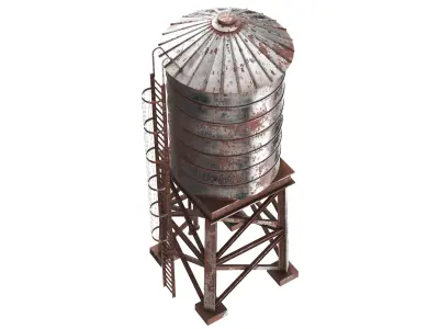 Detailed Rusted Water Tank 3D model