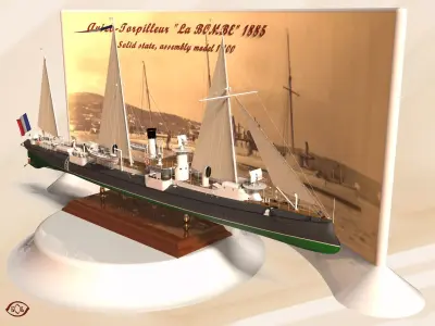 Avizo - torpillear La Bombe - FRANCE Navy 1885 year 3D model