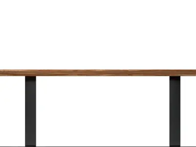 Wooden Dining Table with Matte Black Legs Free 3D model