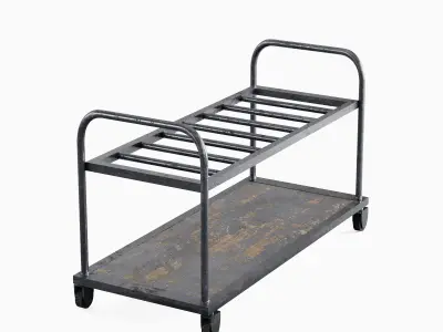 Steel Cart Set Low-poly 3D model